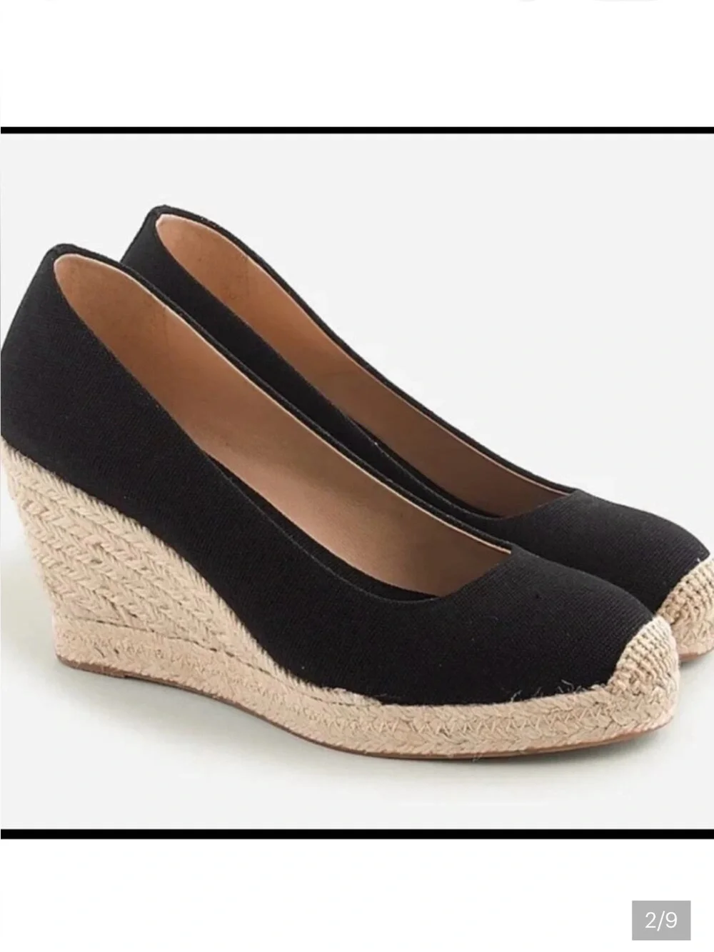 J. Crew Black Canvas Espadrille Wedge Pumps Woman’s Size 8.5